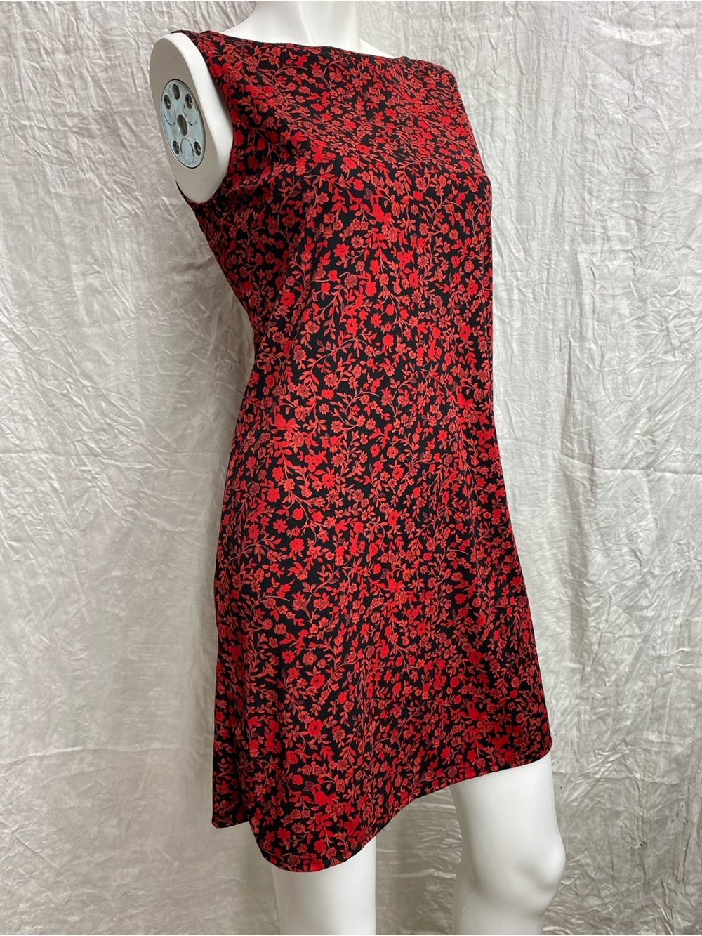 Vintage 90s G.A.S. Red Floral Sleeveless Shift Dress